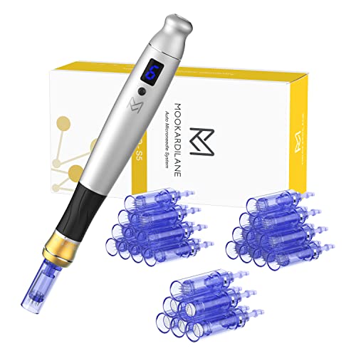 Derma Pen Dermapen Microneededling Pen Wireless Electric עם 26 מחסניות חלופיות, מיקרו -סחף מתכוונן מיקרו מחט לשימוש ביתי פנים