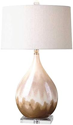 מנורה שולחן קרמיקה קרמיקה-ניו-סינית דפוס צבוע צבוע מנורה קרמיקה מנורה לבטן גדולה אמנות לבנה דגם חדר חדר סלון מנורה שולחן