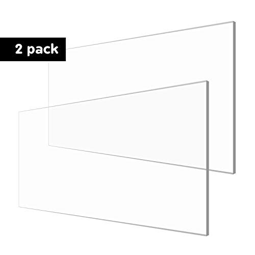 2 חבילה של אקרילי 12 ב x 24 ב x 0.09 בגיליון פרספקס ברור, רב -תכליתי מאוד, משקל קל וחוזק השפעה גבוה, מיוצר בארהב