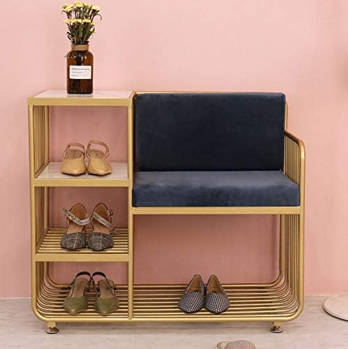ספסל נעליים יצירתי של Dingzz עם 4 שכבתי מתלה נעליים כיסאות משענת גב שילוב של שרפרף אחסון לארון נעליים ישיבה