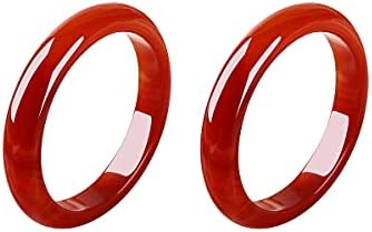 ארלוסיה, 2 יחידות אדום קרנליאן קריסטל טבעות, חלק טבעי חן להקת טבעת לנשים, עגול סופגנייה לגיבוב אגת אבן אגודל תכשיטי מתנה עבור נערות, אדום-2 יחידות