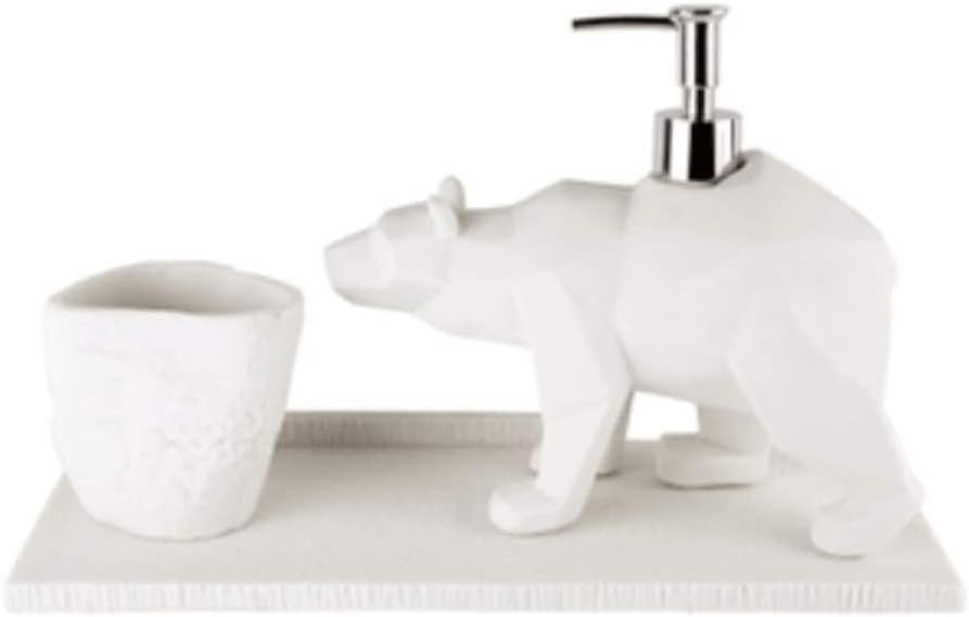 מתקן קרם מתקן סבון שרף סוס, דוב משאבת סבון בעלי חיים חמוד משטחי שולחן מקלחת ג'ל מתקן חדר אמבטיה 3 חלקים 13.8oz/17.5oz מתקן סבון אמבטיה