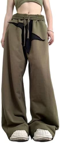 UauRorao נשים בגדי טרנינג מכנסי טרנינג אלסטי מותניים רופפים רצועות רגל רחבות y2k כוכב הדפסת מכנסי מטען רחבים פאנק הרג'וקו 90s