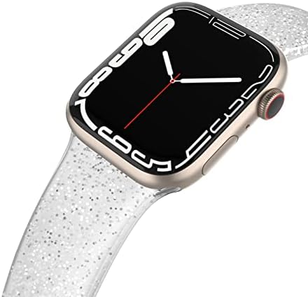 להקת ספורט אדימנס תואמת להקות Apple Watch 41 ממ 38 ממ 40 ממ, מבריק בלינג נצנצים סיליקון רך רך רך להחלפה תואמת לסדרה IWatch 8 7 6 5 4 3 2 1 SE מהדורת ספורט נשים