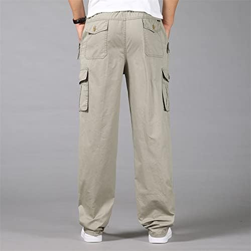 Douhen Slim Fit מכנסי מטען לגברים כותנה גברים בתוספת כיס גודל מכנסי מותניים אלסטיים מוצקים