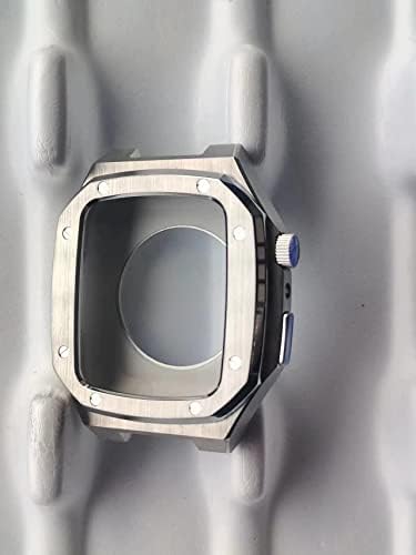 רצועת עור רצועת עור Czke צמיד מתכת שעון מתאר לוחית לסדרת Apple Watch 7 SE 6 5 4 3 iwatch אביזרים modfied 41 ממ 44 ממ 45 ממ