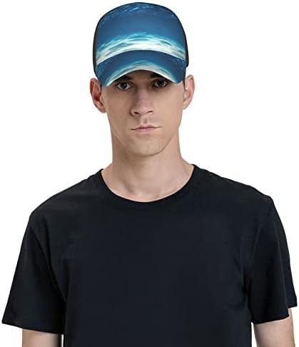 מתחת למים נוף לאוקיינוס מודפס בייסבול כובע, מתכוונן אבא כובע, מתאים לכל מזג האוויר ריצה ופעילויות חוצות שחור
