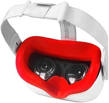 טאטאקו VR כרית עיניים של כיסוי סיליקון ל- Oculus Quest 2-חסין זיעה, אטום אור, לא החלקה, שחור/כחול רחיץ/אדום