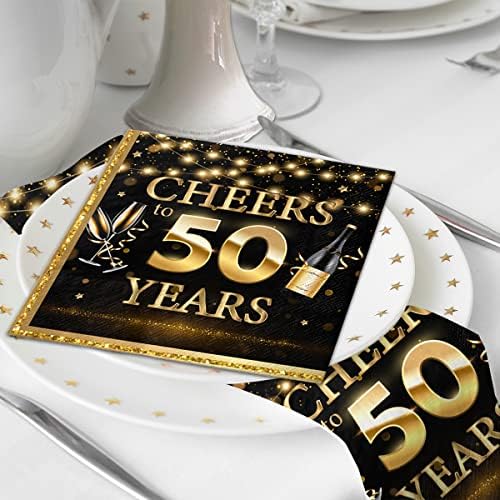 לחיים עד 50 שנה קישוטים ליום הולדת, 50 שנה ציוד למסיבות מפיות חד פעמיות מפיות 50 שנה למפיות לחתונה, מסיבת יום הולדת 50 לגברים או נשים 50