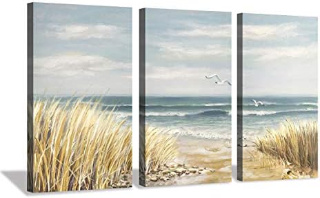 הרדי גלריה מופשט חוף ציור קיר אמנות: חוף ים יצירות אמנות יד צבוע החוף תמונה על בד עבור משרד
