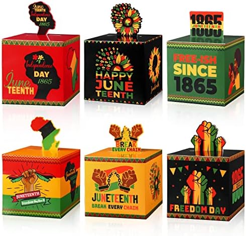 פיין 48 חתיכות קופסאות מסיבות יוני -עשרה שמחה יוני -עשרה קופסא מתנה קופסת חופש יום קרטון קופסא יוני -עשרה תיבת תפאורה למסיבת אפריקה אמריקאית 1865 מסיבת יום עצמאות קנדי ​​עיצוב מתנה ציוד