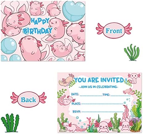 אולזה אקסולוטל כרטיסי הזמנה ליום הולדת 16 יחידות סגנונות גלויה לאנימה של בעלי חיים הזמנות 5x7 אינץ