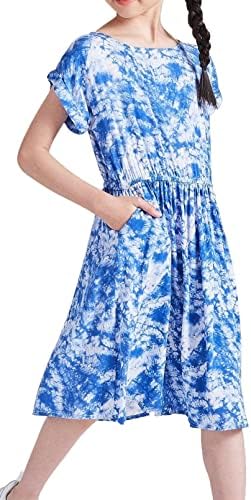 דניצ ' ינס ילדה מזדמן קצר שרוול פרחוני הדפסת שמלת ילד בגדי משחק שמלה עם כיסים