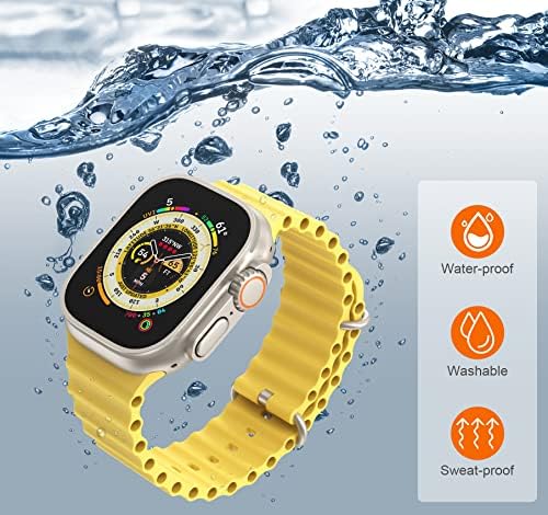 4 להקות אוקיינוס ​​תואמות את Apple Watch Ultra Band 49 ממ 45 ממ 44 ממ 42 ממ, רצועת החלפת לולאת סיליקון סיליקון רכה עם אבזם טיטניום מתכוונן לסדרת iwatch Ultra Se 8 7 6 5 4 3 2 1